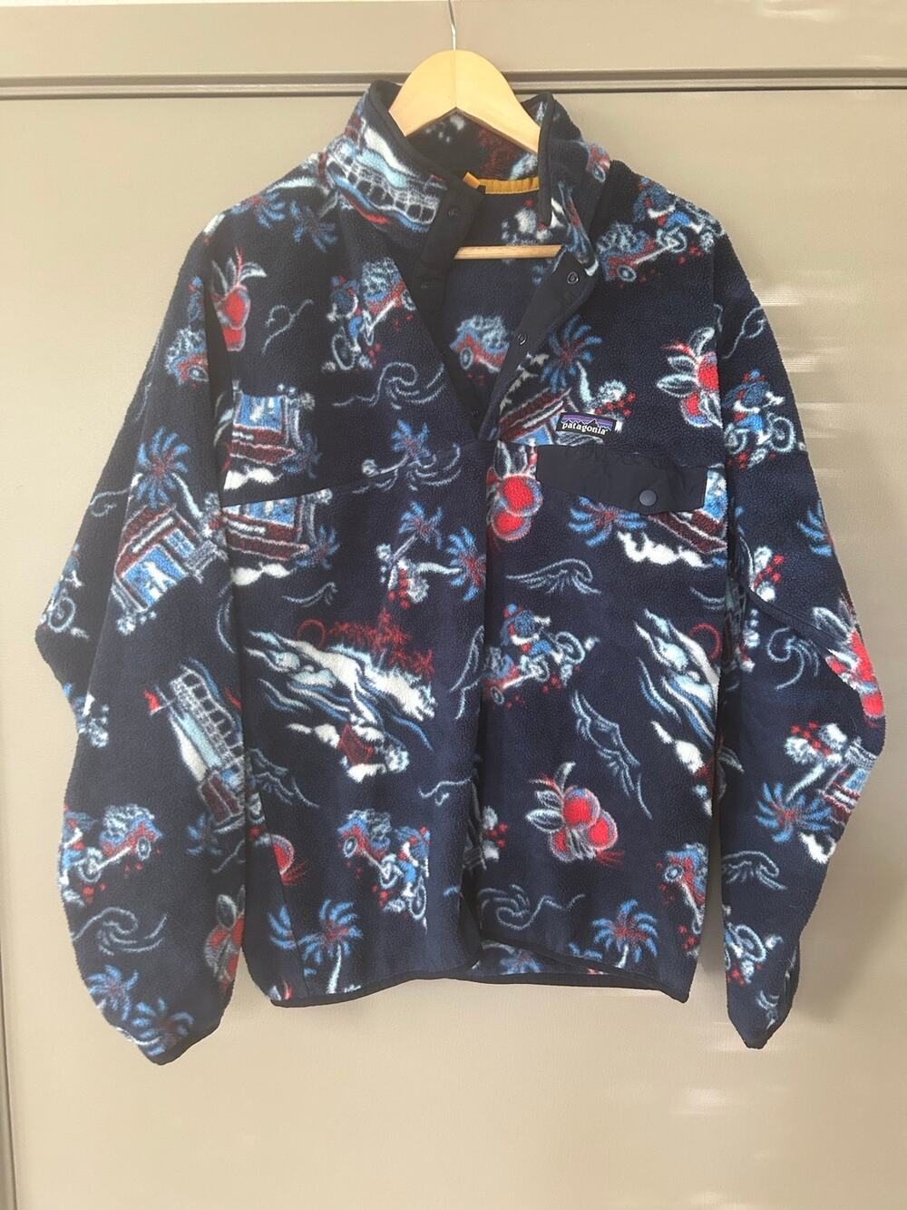 Patagonia Synchilla Snap-T Fleece Pullover Aloha Rickshaw C-Street Navy Blue